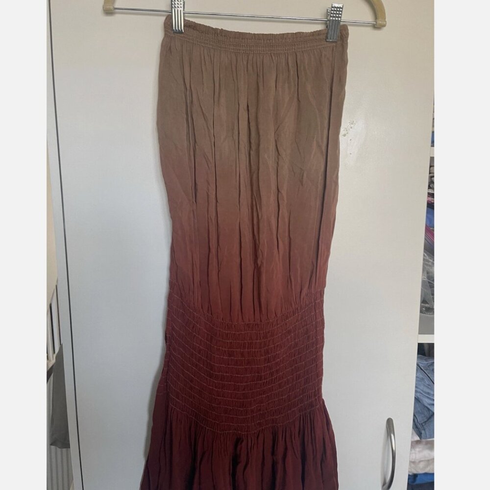 Blue Life Womens Tie Dye Beige / Brown Strapless Smock Top Mini Dress Size XS